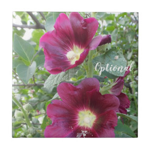 Beautiful Deep Red Flowers and Green Leaves Tile