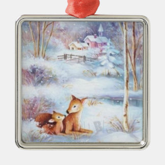 Beautiful Deer and Fawn Christmas Tree  Metal Tree Decoration