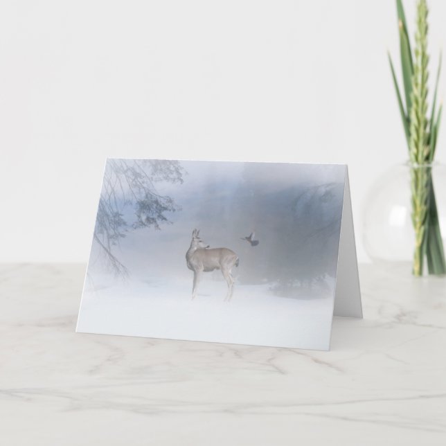 Beautiful Deer and Jay Christmas Card (Front)