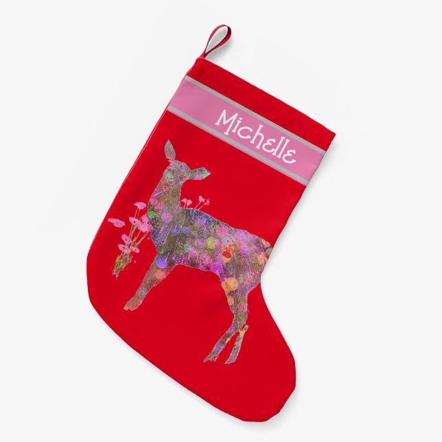 Beautiful Deer Christmas Stocking (Front (Hanging))