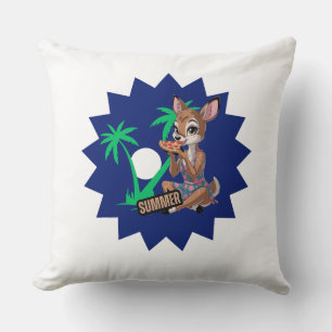 Beautiful deer eat pizza in summer holiday cushion