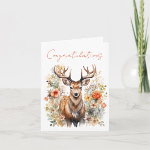 Beautiful Deer Surrounded by Flowers Card