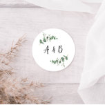 Beautiful delicate eucalyptus foliage wedding classic round sticker<br><div class="desc">Beautiful delicate eucalyptus foliage wedding design. Part of a modern collection.</div>