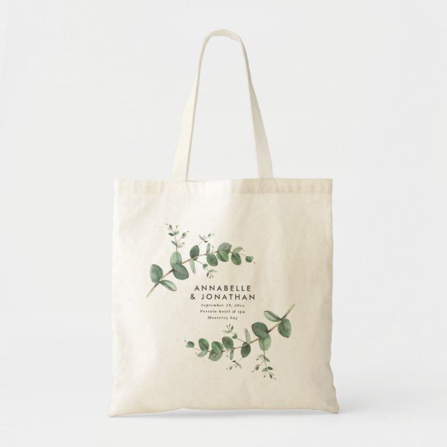 Beautiful delicate eucalyptus foliage wedding  nap tote bag (Front)