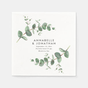 Beautiful delicate eucalyptus foliage wedding  napkin