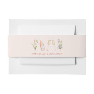 Beautiful delicate floral pink girly wedding invitation belly band