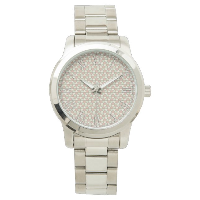 Beautiful Delicate Pastel Colour Heart Pattern Watch (Front)