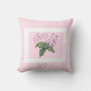 Beautiful Delicate Pink Bell Flower w/ green bkgd Cushion