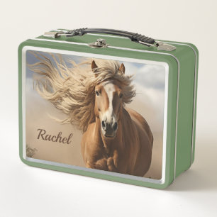 Beautiful Desert Palomino Horse Metal Lunch Box