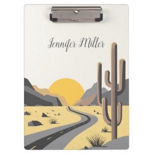 Beautiful desert sunrise with mountain view clipboard