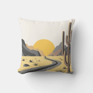 Beautiful desert sunrise with mountain view cushion
