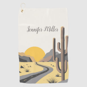 Beautiful desert sunrise with mountain view golf towel