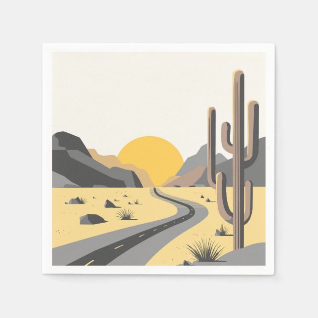 Beautiful desert sunrise with mountain view napkin (Front)