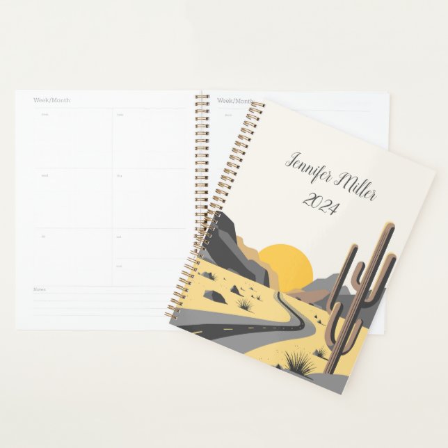 Beautiful desert sunrise with mountain view planner (Display)