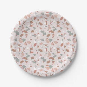 Beautiful desert tones terrazzo pattern paper plate