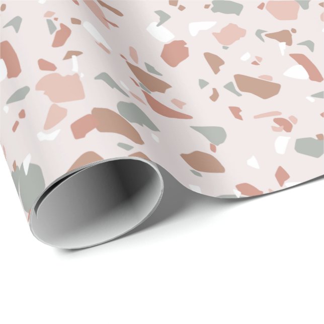 Beautiful desert tones terrazzo pattern wrapping paper (Roll Corner)