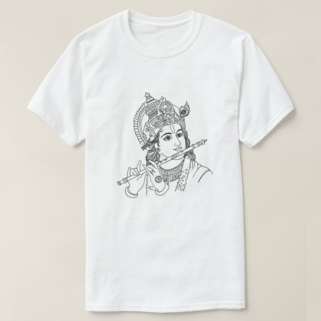 Beautiful design of lord Krishna sketch T-Shirt (Design Front)