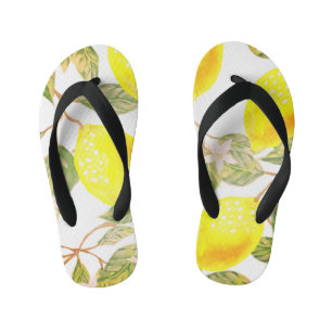 Beautiful design watercolor lemon kid's flip flops