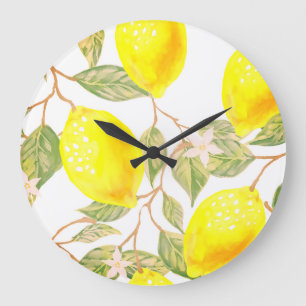 Beautiful design watercolor lemon large clock