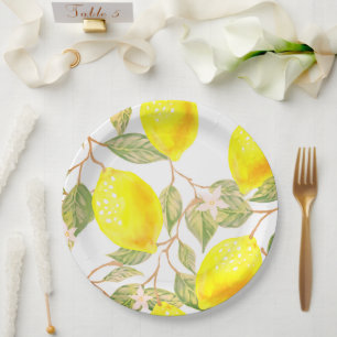 Beautiful design watercolor lemon paper plate