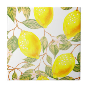 Beautiful design watercolor lemon tile