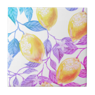 Beautiful design watercolor lemon tile