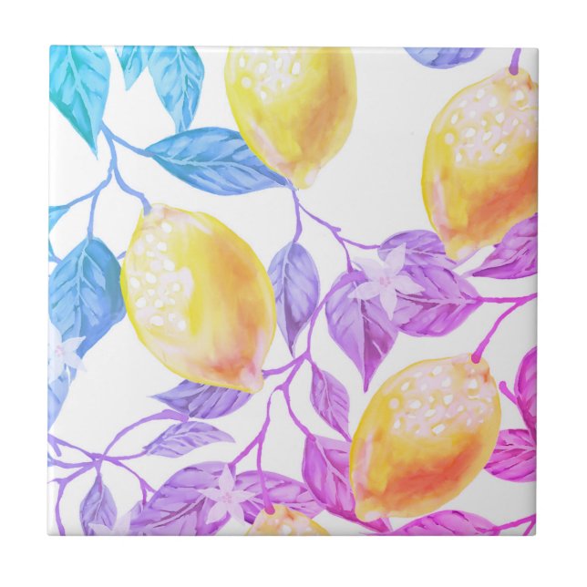 Beautiful design watercolor lemon tile (Front)
