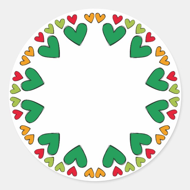 Beautiful design with heart border classic round sticker (Front)