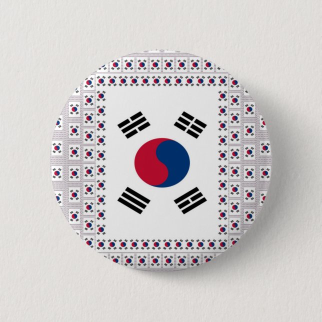 Beautiful Diagonal Korean Flag: An Infinite Art 6 Cm Round Badge (Front)