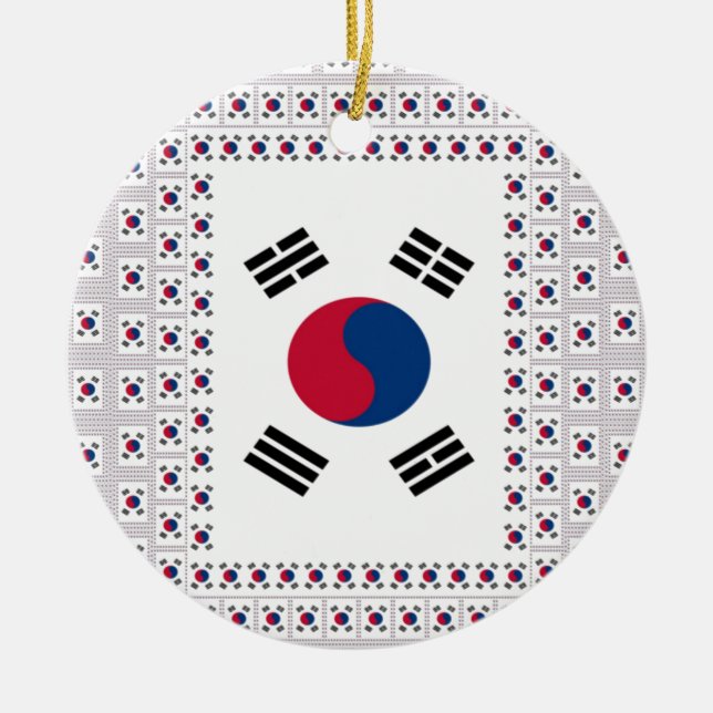 Beautiful Diagonal Korean Flag: An Infinite Art Ceramic Tree Decoration (Front)