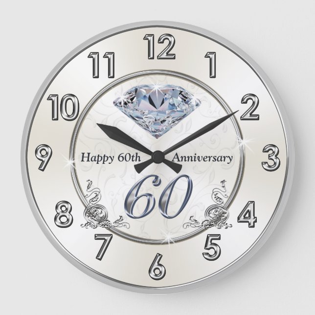 Beautiful Diamond 60th Wedding Anniversary Clocks (Front)