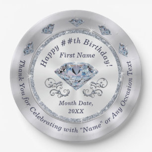 Beautiful Diamond, Birthday Plates Personalised