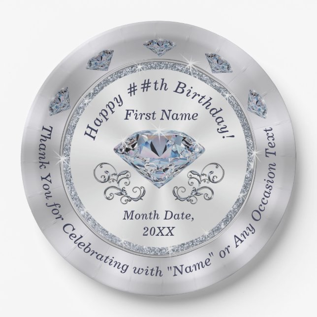 Beautiful Diamond, Birthday Plates Personalised (Front)