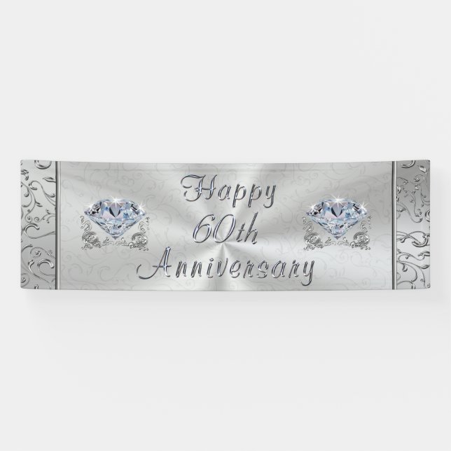 Beautiful Diamond Happy 60th Anniversary Banner (Horizontal)