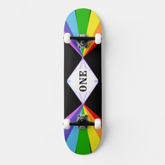 Beautiful Diamond & Rainbow Skateboard (Front)