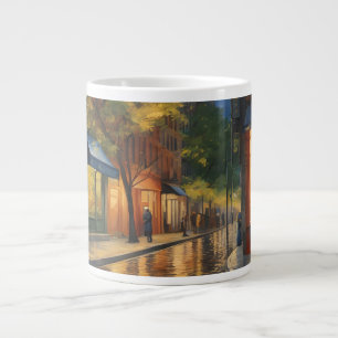 Beautiful Digital Painting of City Street at Night Large Coffee Mug