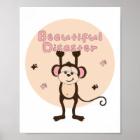 Beautiful Disaster Kawaii Funny Monkey Pink Brown