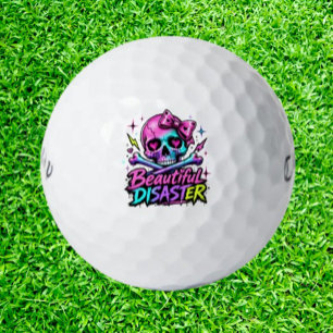 Beautiful Disaster Neon Skull Golf Balls
