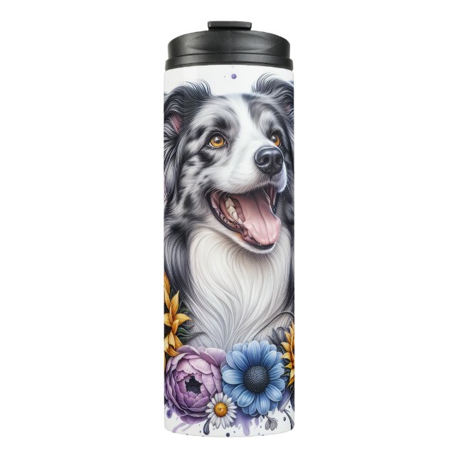 Beautiful Dog Breeds/Border Collie Dog Thermal Tumbler (Front)