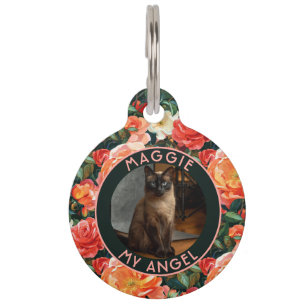 Beautiful Dog Lover Present Rose Motif Pet Tag