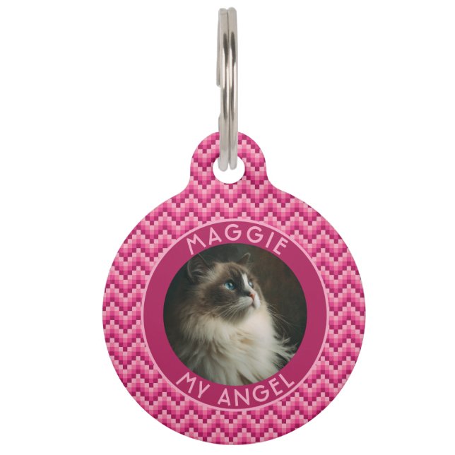 Beautiful Dog Mom Gift Herringbone Pattern Pet Tag (Front)