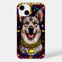 Beautiful Dog Portrait in Stained Glass Artwork