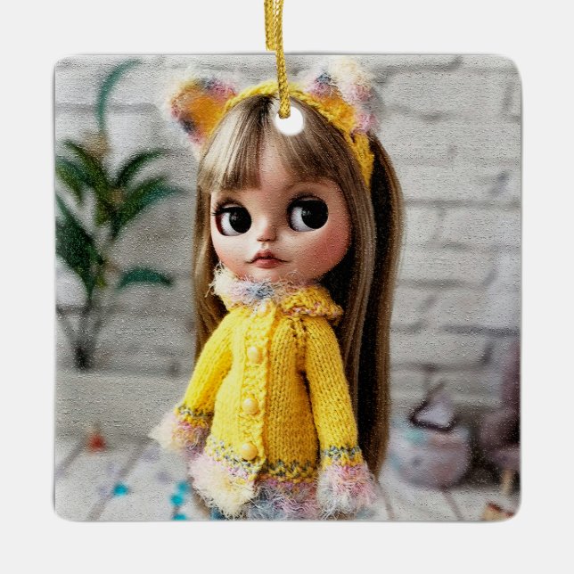 Beautiful doll Blythe big eyes fashion stylish fun Ceramic Ornament (Front)
