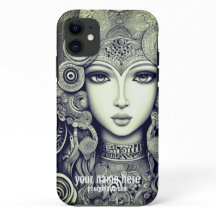 beautiful doll face illustration, black white 