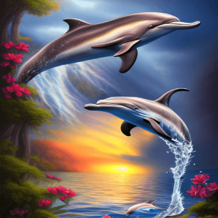 Beautiful Dolphin Duo In Paradise Poster