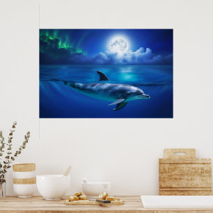 Beautiful Dolphin Ocean Sea Nautical Art Poster