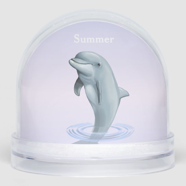 Beautiful Dolphin on Light Blue Personalised Snowglobe (Front)