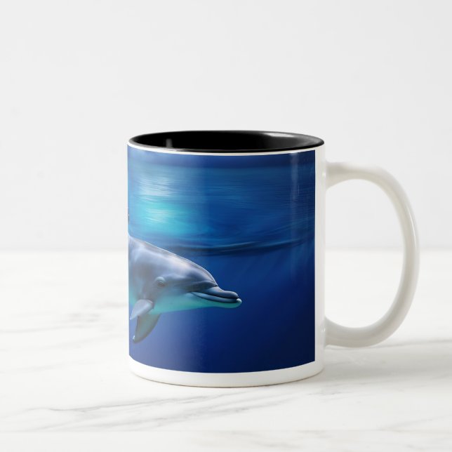 Beautiful Dolphin Underwater and Above Two-Tone Coffee Mug (Right)