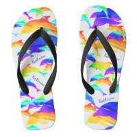 Beautiful Dolphins in Rainbow with First Name