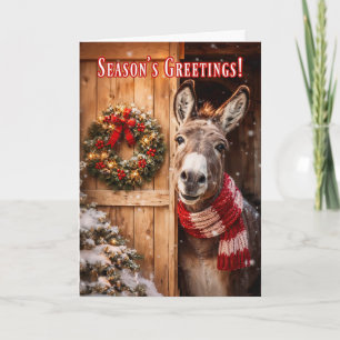 Beautiful Donkey Seasons Greeting Barn Xmas Card